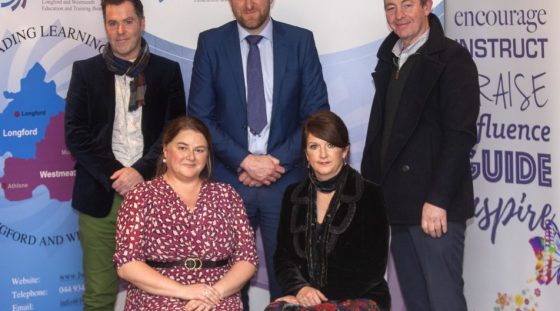 John Smith (cordiantor of the horticulture programme), Tom Back row:Grennan (LWETB) and Tony McCormack (Westmeath Community development). Front row: Aoife Joyce (assistant coordinator of the horticulture programme) and Valerie Beck (LWETB) at the Annebrook House Hotel.